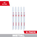 4' 8TPI T-Shank Metal Cutting Bi-Metal Jig Saw Blades, 5-Pack image number 0